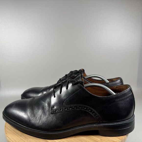 Johnston & Murphy Men's 12 Ronan Plain Toe Oxford Black Smooth Full Grain - Picture 3 of 8